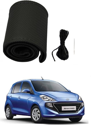 arneja trading company Hand Stiched Steering Cover For Hyundai Santro(Black, Leather)