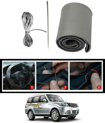 monolive Hand Stiched Steering Cover For Tata Sumo Grande(Grey, Leatherite)