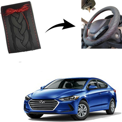 Autoinnovation Hand Stiched Steering Cover For Hyundai Elantra(Black, Leather)