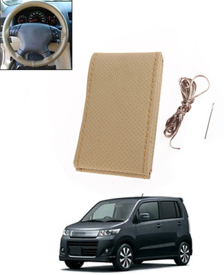 ABJD Hand Stiched Steering Cover For Suzuki WagonR Stingray(Beige, Leatherite)