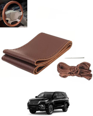 RKPSP Hand Stiched Steering Cover For Toyota Fortuner(Brown, Leatherite)