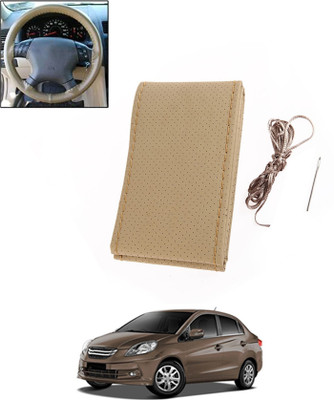 monolive Hand Stiched Steering Cover For Honda Amaze(Beige, Leatherite)