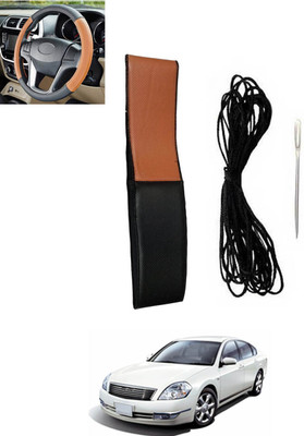 monolive Hand Stiched Steering Cover For Nissan Teana(Tan, Black, Leatherite)