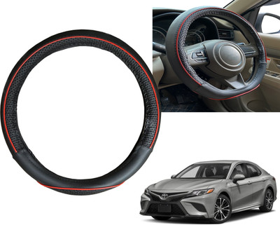 PEEPS STORE Steering Cover For Toyota Camry(Black, Red, Leatherite)