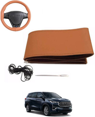 MATIES Hand Stiched Steering Cover For Toyota Universal For Car(Tan, Leatherite)