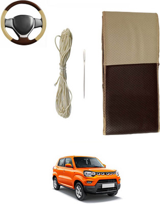 monolive Hand Stiched Steering Cover For Tata Sumo Grande(Brown/Beige, Leatherite)
