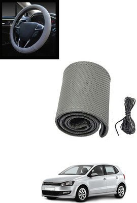 MATIES Hand Stiched Steering Cover For Volkswagen Polo(Grey, Leatherite)