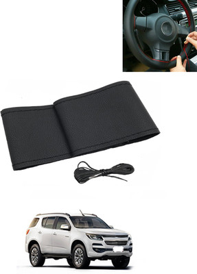 MATIES Hand Stiched Steering Cover For Chevrolet Trailblazer(Black, Leatherite)