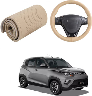 ARNEJA Hand Stiched Steering Cover For Mahindra XUV(Beige, Leather)