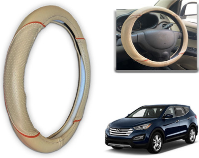 PEEPS STORE Steering Cover For Hyundai SantaFe(Black, Red, Leatherite)