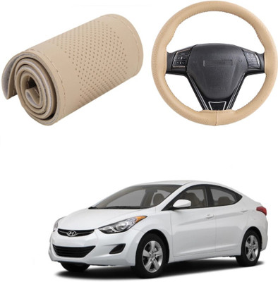 Arnejas Hand Stiched Steering Cover For Hyundai Elantra(Beige, Leather)