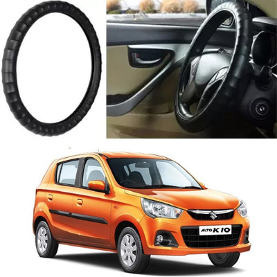Shubh Auto Hand Stiched Steering Cover For Maruti Alto K10(Black, Leatherite)