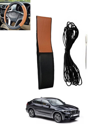 monolive Hand Stiched Steering Cover For BMW X4(Tan, Black, Leatherite)