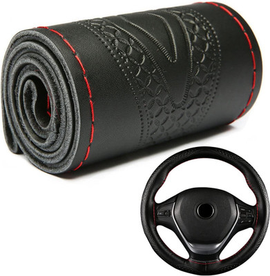 carfrill Hand Stiched Steering Cover For Universal For Car Universal For Car(Black, Leather)