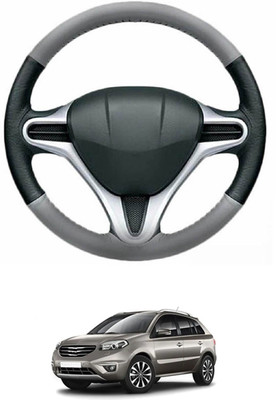 MATIES Steering Cover For Renault Koleos(Grey, Black, Leather)