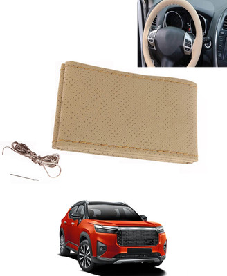 MATIES Hand Stiched Steering Cover For Honda Universal For Car(Beige, Leatherite)