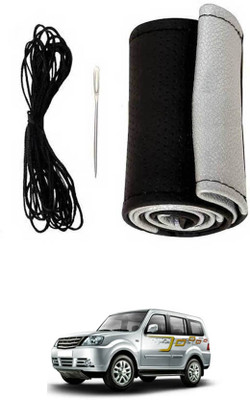 monolive Hand Stiched Steering Cover For Tata Grand Dicor(Silver/Black, Leatherite)