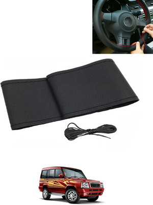AYW Hand Stiched Steering Cover For Tata Sumo(Black, Leatherite)