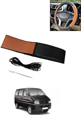 AYW Hand Stiched Steering Cover For Maruti Eeco(Tan/Black, Leatherite)