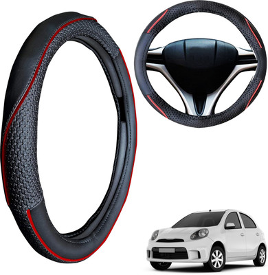 PEEPS STORE Steering Cover For Nissan Micra Active(Black, Leatherite)