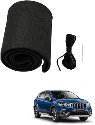ARNEJA Hand Stiched Steering Cover For Maruti S-Cross(Black, Leather)
