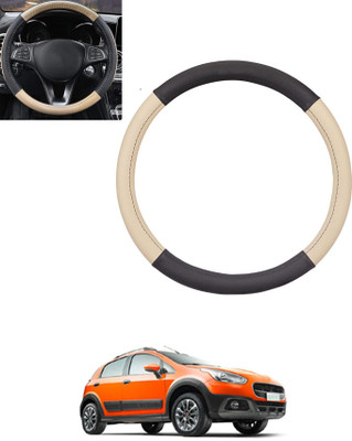 monolive Hand Stiched Steering Cover For Fiat Avventura(Beige, Black, Leatherite)