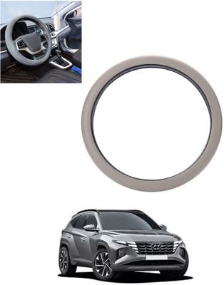 monolive Hand Stiched Steering Cover For Hyundai Tucson(Silver, Leatherite)