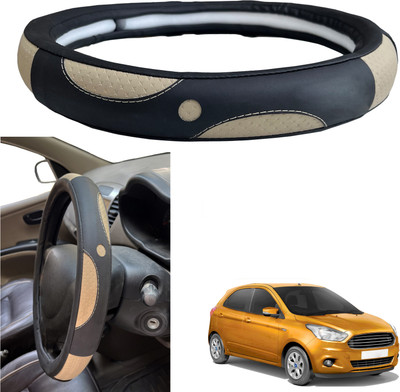 PEEPS STORE Steering Cover For Ford Figo(Black, Leather)