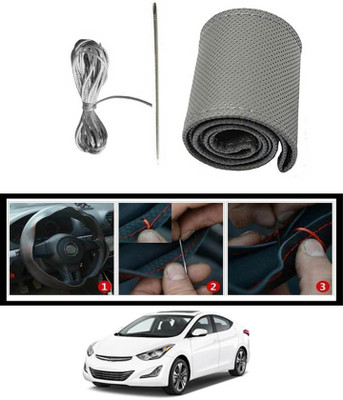 monolive Hand Stiched Steering Cover For Hyundai Elantra(Grey, Leatherite)