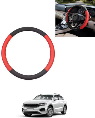 AYW Steering Cover For Volkswagen Touareg(Red/Black, Leatherite)