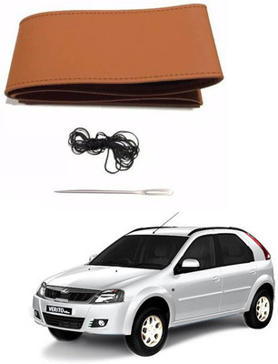 RKPSP Hand Stiched Steering Cover For Universal For Car Universal For Car(Tan, Leatherite)