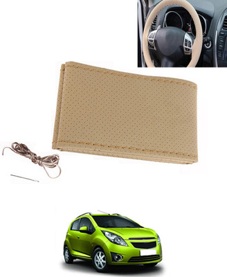 MATIES Hand Stiched Steering Cover For Chevrolet Beat(Beige, Leatherite)