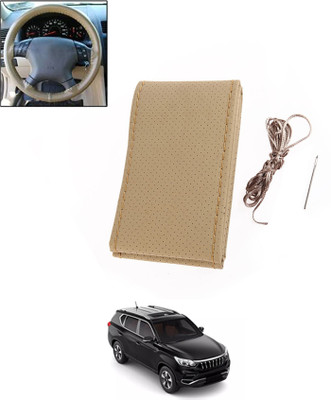 MATIES Hand Stiched Steering Cover For Mahindra Universal For Car(Beige, Leatherite)