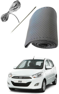 RKPSP Hand Stiched Steering Cover For Universal For Car i10(Grey, Leatherite)