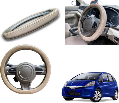 PEEPS STORE Steering Cover For Honda Jazz(Black, Leatherite)