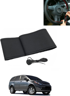 MATIES Hand Stiched Steering Cover For Tata Aria(Black, Leatherite)