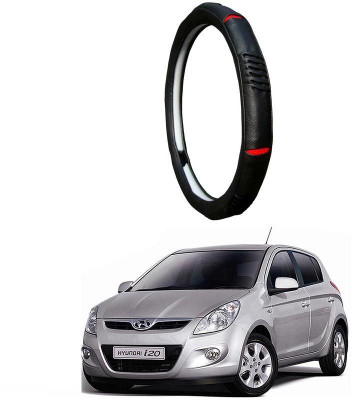 AUTO PEARL Steering Cover For Hyundai i20(Diamond Black Red, Leatherite)
