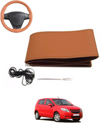 MATIES Hand Stiched Steering Cover For Chevrolet Sail UVA(Tan, Leatherite)