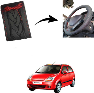 Autoinnovation Hand Stiched Steering Cover For Chevrolet Spark(Black, Leather)