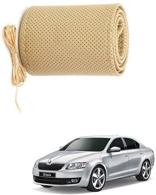 RKPSP Hand Stiched Steering Cover For Universal For Car Octavia(Beige, Leatherite)