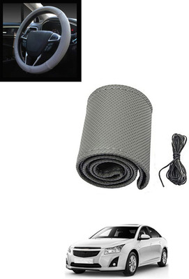 MATIES Hand Stiched Steering Cover For Chevrolet Cruze(Grey, Leatherite)