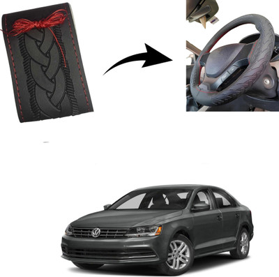 Autoinnovation Hand Stiched Steering Cover For Volkswagen Jetta(Black, Leather)