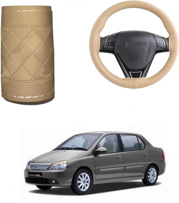 ARNEJA Hand Stiched Steering Cover For Tata Indigo(Beige, Leather)