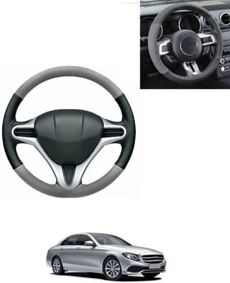 AYW Steering Cover For Mercedes Benz E220(Grey/Black, Leatherite)
