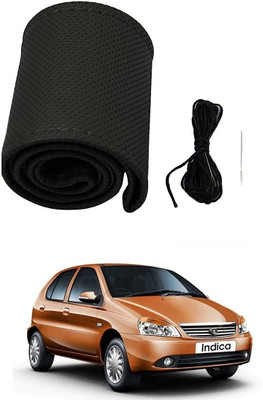 Arnejaa Hand Stiched Steering Cover For Tata Indica(Black, Leather)