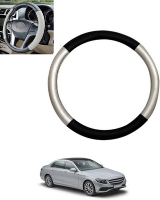monolive Hand Stiched Steering Cover For Mercedes Benz E200(Silver/Black, Leatherite)