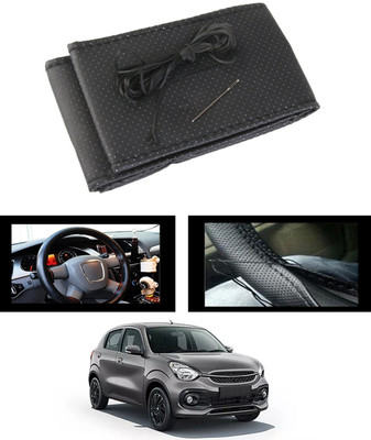 ABJD Hand Stiched Steering Cover For Suzuki Celerio(Black, Leatherite)