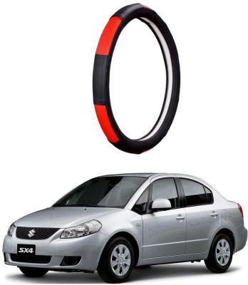 AUTO PEARL Steering Cover For Maruti SX4(Gold Blaze Black and Red, Leatherite)