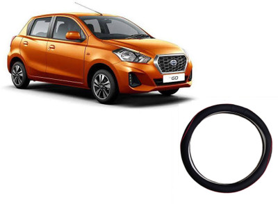 HOTRENZ Steering Cover For Datsun Go(Black With Red Line, Leatherite)