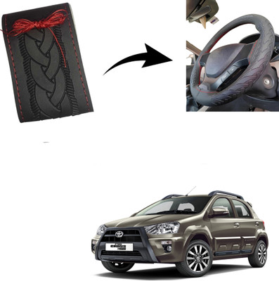 Autoinnovation Hand Stiched Steering Cover For Toyota Etios Cross(Black, Leather)